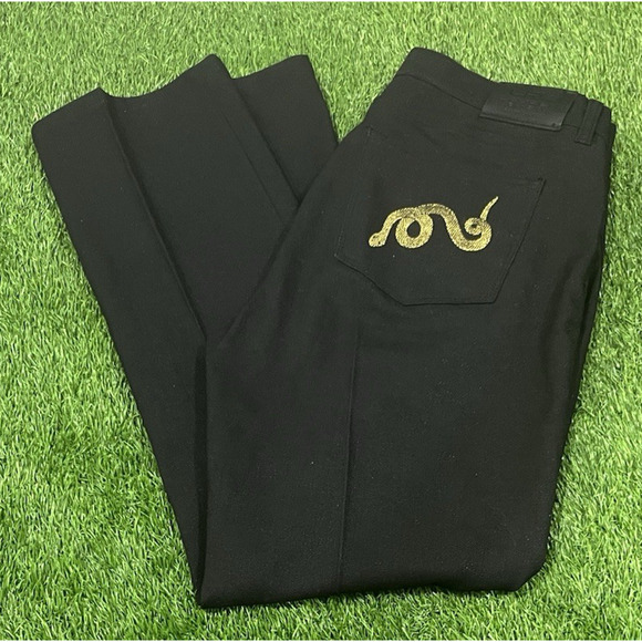 Lauren Ralph Lauren Jeans LRL Womens Snake Serpent On Back Black Sparkle 10 - Picture 1 of 14